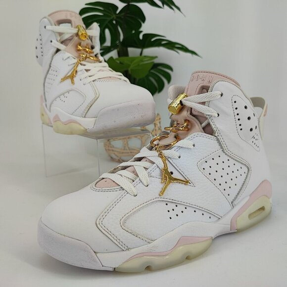 Nike Women’s Air Jordan 6 Retro White Leather Sneakers DH9696-100 Size 9 - Picture 1 of 8